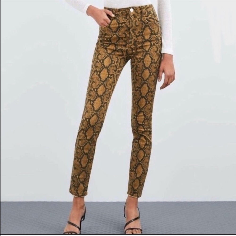 NWT Zara high waist animal print skinny jeans 4